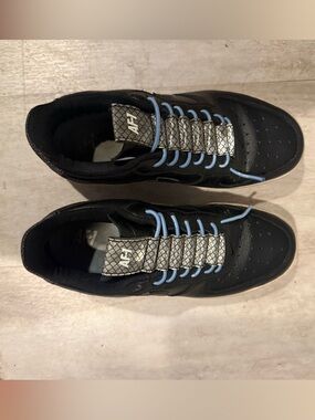 NIKE AF1 Black Sneakers with Light Blue Laces